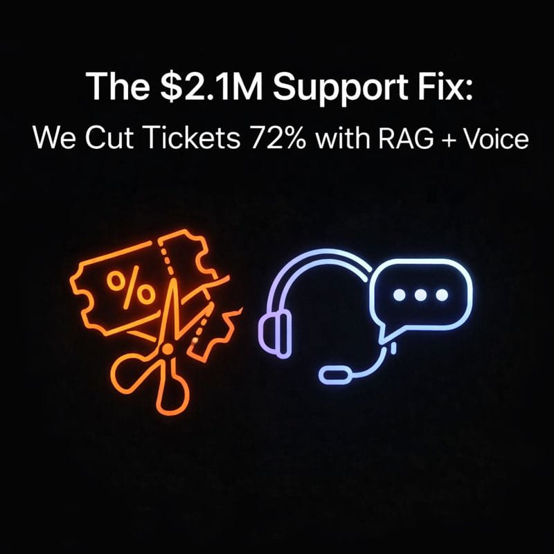 The $2.1M Support Fix: We Cut Tickets 72% with RAG + Voice